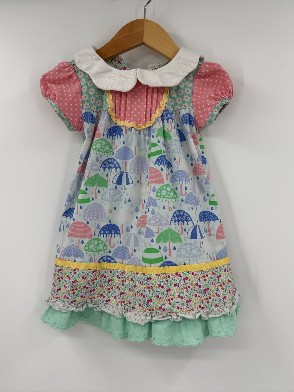 Matilda Jane Umbrella Print Peter Pan Collar Dress | Multi Pastel | 18-24m